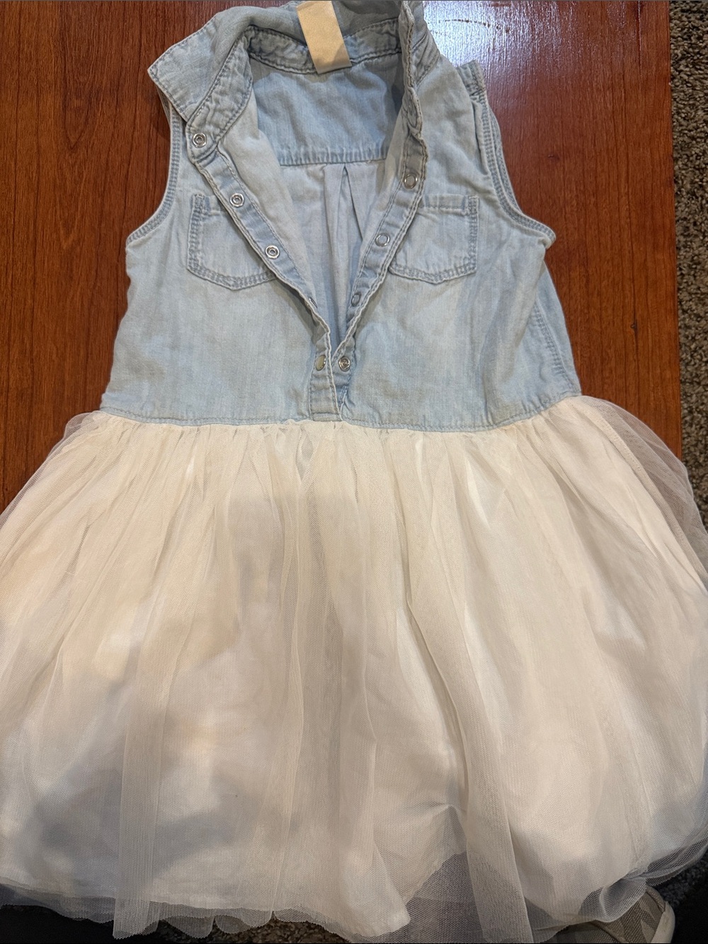 Oshkosh Bigosh Girls Light Blue Denim & White Tulle Dress